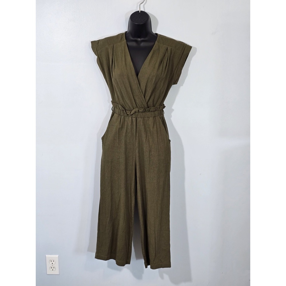 Monteau Los Angeles Women's Olive Green Sleeveless Jumpsuit Size Small